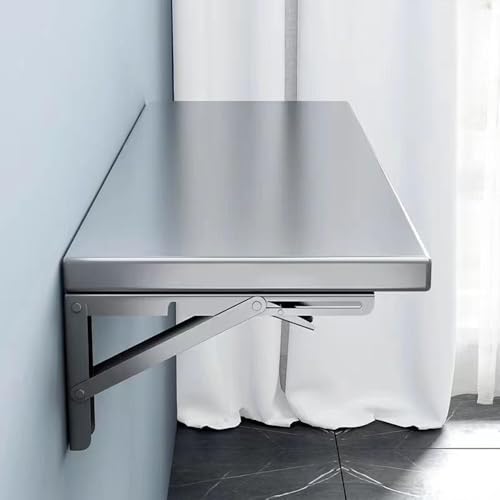 GSKDZG Computertisch Aus Edelstahl Wandklapptisch Mit Halterungen, Klapptisch Für Kleine Räume Wandtisch, Schwimmender Schreibtisch, Platzsparender Küchentisch Esstisch(100x35cm) von GSKDZG
