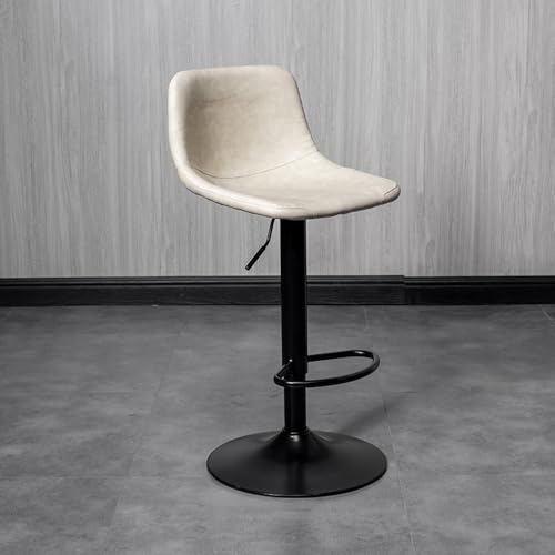 GSKDZG Drehbar Barhocker, Höhenverstellbar Tresenhocker, PU Kunstleder Barstuhl Mit Rückenlehne Und Fußstütze Bistrohocker, Sitzhöhe 60-80cm(Beige) von GSKDZG