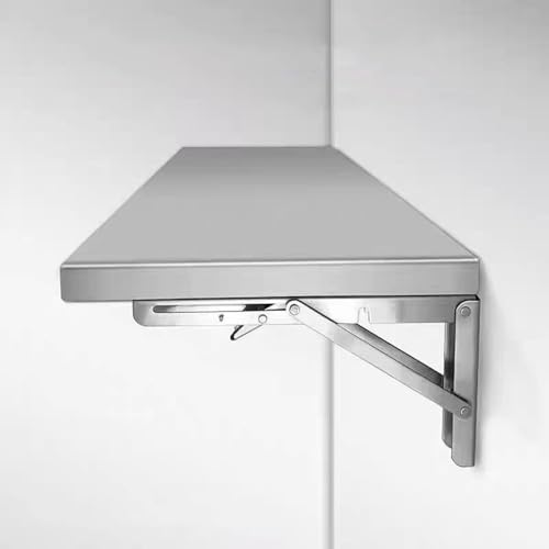 GSKDZG Edelstahl Klapptisch, Wandklapptisch, Schwimmender Schreibtisch Für Kleine Räume Wandtisch, Computertisch Mit Halterungen, Küchentisch Esstisch(150x30cm) von GSKDZG