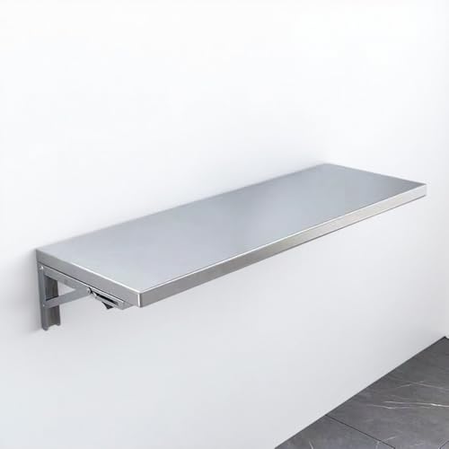 GSKDZG Edelstahl Wandklapptisch, Klapptisch Mit Halterungen Wandtisch, Schwimmender Schreibtisch Für Kleine Räume Küchentisch Esstisch, Platzsparender(150x40cm) von GSKDZG