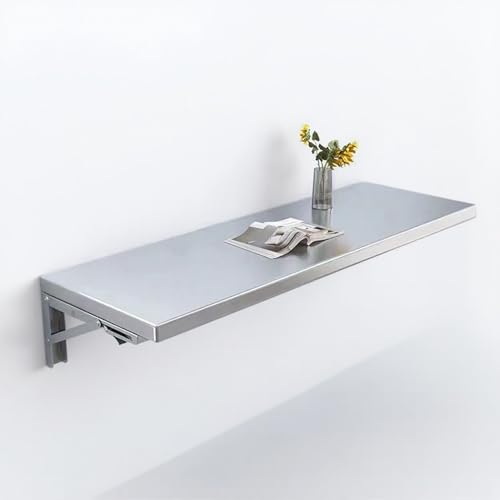 GSKDZG Edelstahl Wandklapptisch Für Kleine Räume Klapptisch Mit Halterungen Wandtisch Schwimmender Schreibtisch, Computertisch, Platzsparender Küchentisch Esstisch(150x30cm) von GSKDZG