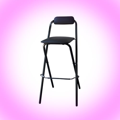 GSKDZG Gepolsterter Klapphocker Mit Rückenlehne Und Fußstütze Klappstuhl, Tragbarer Klappbar Barhocker Für Küche, Theke, Camping, Sitzhöhe 65cm 70cm 75cm(Black,65cm) von GSKDZG