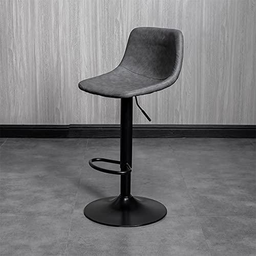 GSKDZG Höhenverstellbar Barhocker, PU Leder Tresenhocker, Sitzhöhe 60-80cm, Drehbar Barstuhl Mit Rückenlehne Und Fußstütze Bistrohocker(Grey) von GSKDZG