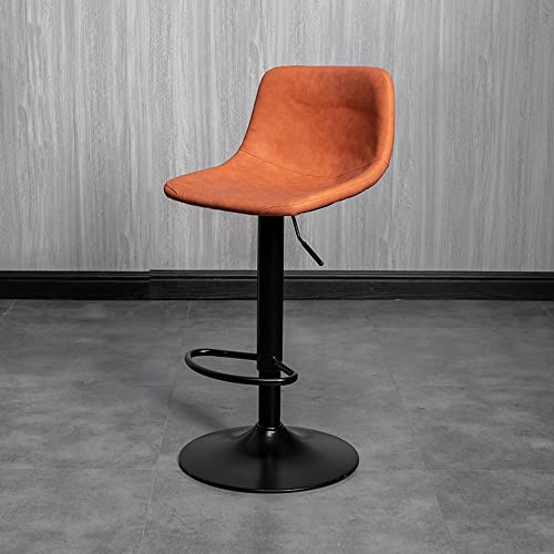 GSKDZG Höhenverstellbar Barhocker, PU Leder Tresenhocker, Sitzhöhe 60-80cm, Drehbar Barstuhl Mit Rückenlehne Und Fußstütze Bistrohocker(Orange) von GSKDZG