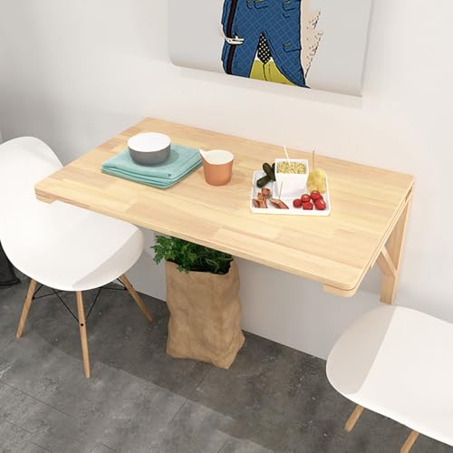 GSKDZG Holz Wandklapptisch Für Kleine Räume Küchentisch Esstisch Rechteckiger Klapptisch Multifunktion Wandtisch Schwimmender Schreibtisch(80x60cm) von GSKDZG