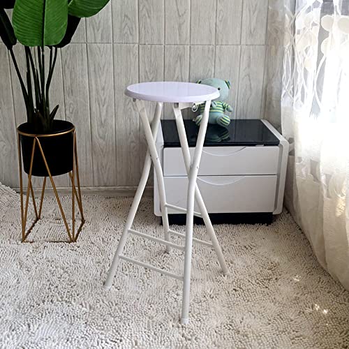 GSKDZG Klapphocker Aus Holz, 60cm 70cm Rund Klappbar Barhocker Mit Fußstütze, Tragbarer Klappstuhl Für Küche, Theke, Camping, Drinnen Und Draußen(White,70cm) von GSKDZG