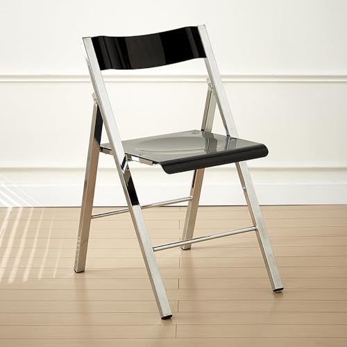 GSKDZG Klappstuhl Aus Acryl, Transparent Klapphocker Mit Rückenlehne, Für Zuhause Wohnzimmer Küche Moderne Esszimmerstühle, Stapelbar(Black) von GSKDZG