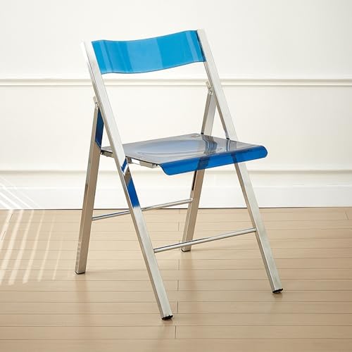 GSKDZG Klappstuhl Aus Acryl, Transparent Klapphocker Mit Rückenlehne, Für Zuhause Wohnzimmer Küche Moderne Esszimmerstühle, Stapelbar(Blue) von GSKDZG
