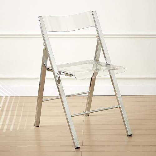 GSKDZG Klappstuhl Aus Acryl, Transparent Klapphocker Mit Rückenlehne, Für Zuhause Wohnzimmer Küche Moderne Esszimmerstühle, Stapelbar(Clear) von GSKDZG