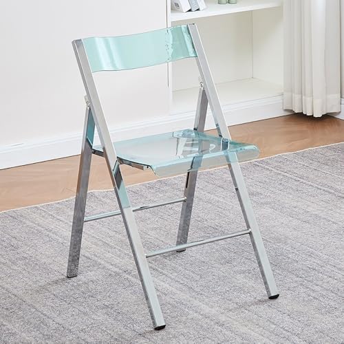 GSKDZG Klappstuhl Aus Acryl, Transparent Klapphocker Mit Rückenlehne, Für Zuhause Wohnzimmer Küche Moderne Esszimmerstühle, Stapelbar(Green) von GSKDZG