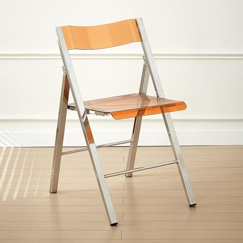 GSKDZG Klappstuhl Aus Acryl, Transparent Klapphocker Mit Rückenlehne, Für Zuhause Wohnzimmer Küche Moderne Esszimmerstühle, Stapelbar(Tea Color) von GSKDZG