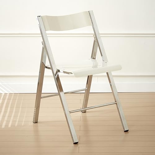 GSKDZG Klappstuhl Aus Acryl, Transparent Klapphocker Mit Rückenlehne, Für Zuhause Wohnzimmer Küche Moderne Esszimmerstühle, Stapelbar(White) von GSKDZG