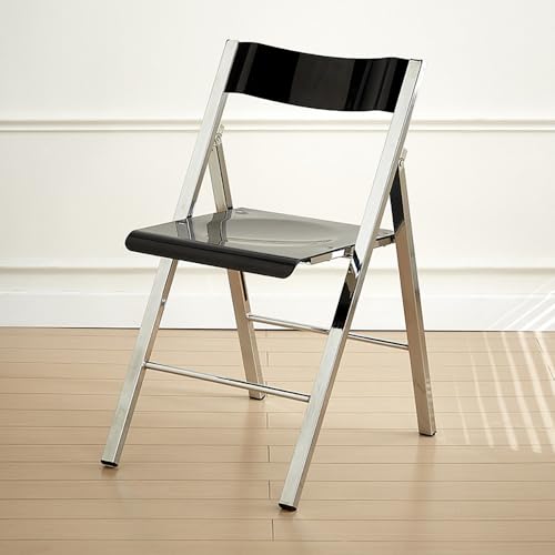 GSKDZG Klappstuhl Aus Acryl Transparentem, Stapelbarer Klapphocker, Moderner Transparenter Klappstuhl Für Zuhause Wohnzimmer Küche Esszimmer, Mit Rückenlehne(Black) von GSKDZG