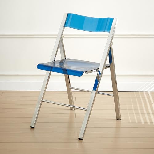 GSKDZG Klappstuhl Aus Acryl Transparentem, Stapelbarer Klapphocker, Moderner Transparenter Klappstuhl Für Zuhause Wohnzimmer Küche Esszimmer, Mit Rückenlehne(Blue) von GSKDZG