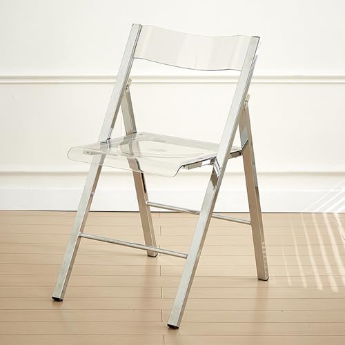 GSKDZG Klappstuhl Aus Acryl Transparentem, Stapelbarer Klapphocker, Moderner Transparenter Klappstuhl Für Zuhause Wohnzimmer Küche Esszimmer, Mit Rückenlehne(Clear) von GSKDZG