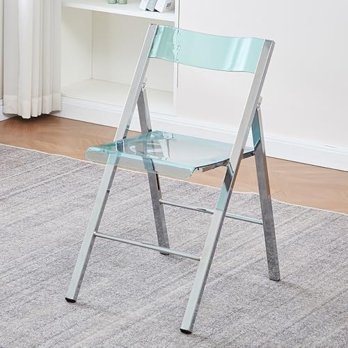 GSKDZG Klappstuhl Aus Acryl Transparentem, Stapelbarer Klapphocker, Moderner Transparenter Klappstuhl Für Zuhause Wohnzimmer Küche Esszimmer, Mit Rückenlehne(Green) von GSKDZG