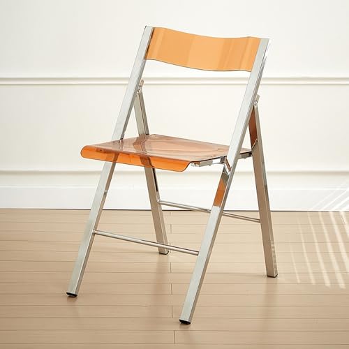 GSKDZG Klappstuhl Aus Acryl Transparentem, Stapelbarer Klapphocker, Moderner Transparenter Klappstuhl Für Zuhause Wohnzimmer Küche Esszimmer, Mit Rückenlehne(Tea Color) von GSKDZG