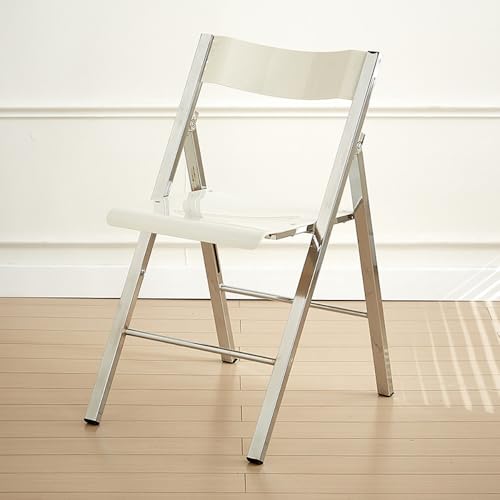 GSKDZG Klappstuhl Aus Acryl Transparentem, Stapelbarer Klapphocker, Moderner Transparenter Klappstuhl Für Zuhause Wohnzimmer Küche Esszimmer, Mit Rückenlehne(White) von GSKDZG