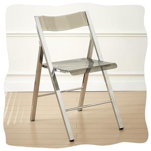 GSKDZG Klarer Klapphocker, Transparent Acryl Klappstuhl, Moderner Stapelbarer Barhocker Für Zuhause Wohnzimmer Küche Esszimmer, Mit Rückenlehne(Grey) von GSKDZG