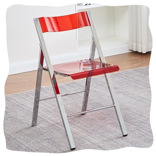 GSKDZG Klarer Klapphocker, Transparent Acryl Klappstuhl, Moderner Stapelbarer Barhocker Für Zuhause Wohnzimmer Küche Esszimmer, Mit Rückenlehne(Red) von GSKDZG