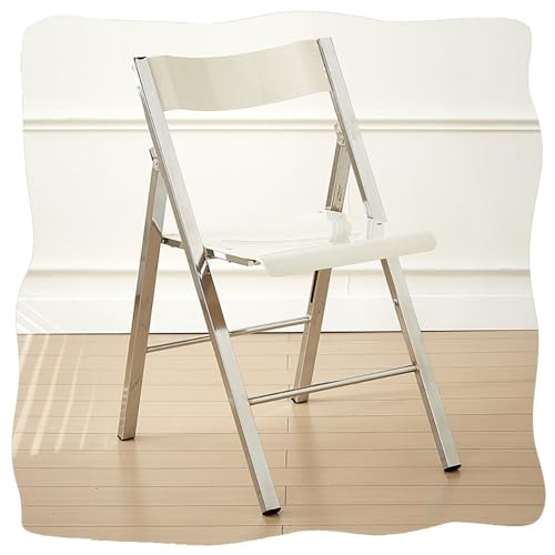 GSKDZG Klarer Klapphocker, Transparent Acryl Klappstuhl, Moderner Stapelbarer Barhocker Für Zuhause Wohnzimmer Küche Esszimmer, Mit Rückenlehne(White) von GSKDZG