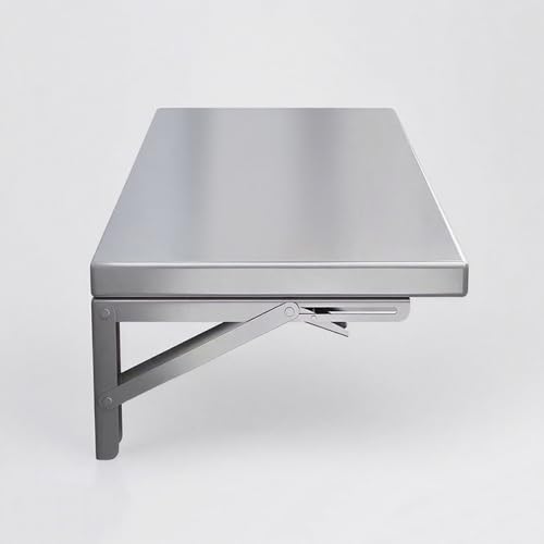 GSKDZG Küchentisch Esstisch Aus Edelstahl, Wandklapptisch Für Kleine Räume Klapptisch, Schwimmender Schreibtisch Mit Halterungen Wandtisch, Computertisch(150x35cm) von GSKDZG