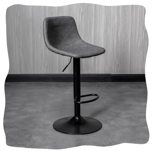 GSKDZG PU Kunstleder Barhocker, Höhenverstellbar Tresenhocker, Drehbar Barstuhl Mit Rückenlehne Und Fußstütze Bistrohocker, Sitzhöhe 60-80cm(Grey) von GSKDZG