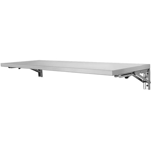 GSKDZG Schwimmender Schreibtisch Aus Edelstahl Wandklapptisch Mit Halterungen, Klapptisch Für Kleine Räume Wandtisch, Klappbar Küchentisch, Multifunktion Esstisch(80x25cm) von GSKDZG