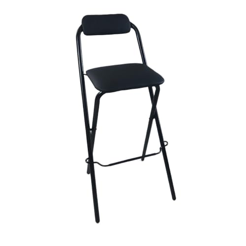 GSKDZG Tragbarer Klappbar Barhocker, Gepolsterter Klapphocker Für Küche Theke Camping Klappstuhl Mit Rückenlehne Und Fußstütze, Sitzhöhe 65cm 70cm 75cm(Black,65cm) von GSKDZG