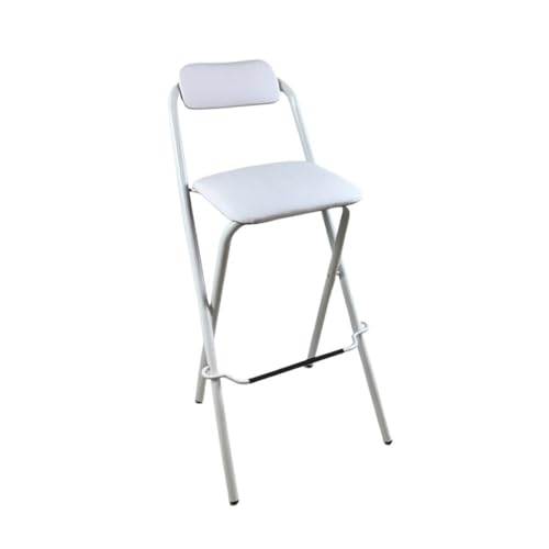 GSKDZG Tragbarer Klappbar Barhocker, Gepolsterter Klapphocker Für Küche Theke Camping Klappstuhl Mit Rückenlehne Und Fußstütze, Sitzhöhe 65cm 70cm 75cm(White,65cm) von GSKDZG