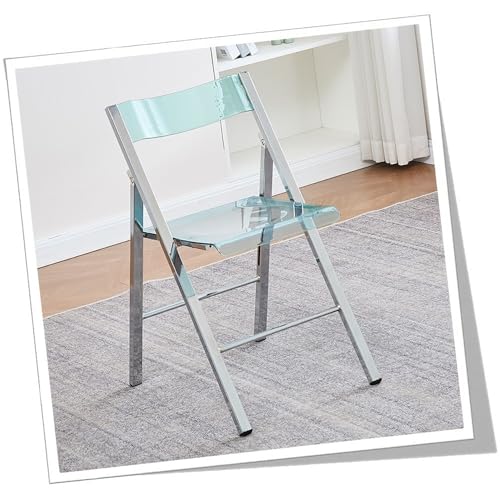 GSKDZG Transparent Klappstuhl, Acryl Klapphocker Mit Rückenlehne, Moderner Barhocker Für Zuhause Wohnzimmer Küche Esszimmer, Stapelbar(Green) von GSKDZG