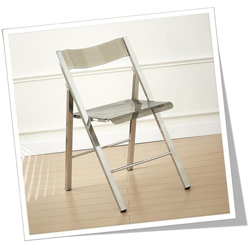 GSKDZG Transparent Klappstuhl, Acryl Klapphocker Mit Rückenlehne, Moderner Barhocker Für Zuhause Wohnzimmer Küche Esszimmer, Stapelbar(Grey) von GSKDZG
