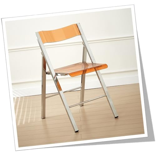 GSKDZG Transparent Klappstuhl, Acryl Klapphocker Mit Rückenlehne, Moderner Barhocker Für Zuhause Wohnzimmer Küche Esszimmer, Stapelbar(Tea Color) von GSKDZG