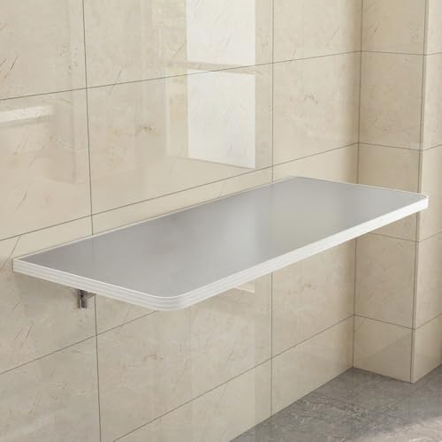 GSKDZG Wäscheklapptisch, Wandklapptisch Aus Edelstahl Klapptisch Für Kleine Räume Wandtisch, Schwimmender Schreibtisch Mit Halterungen, Klappbar Werkbank(120x30cm) von GSKDZG
