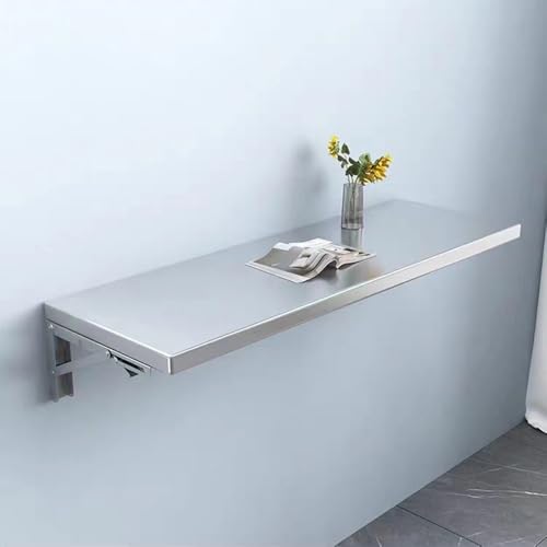 GSKDZG Wandklapptisch, Edelstahl Klapptisch Für Kleine Räume Wandtisch, Schwimmender Schreibtisch, Küchentisch Esstisch Mit Halterungen, Platzsparender(60x20cm) von GSKDZG