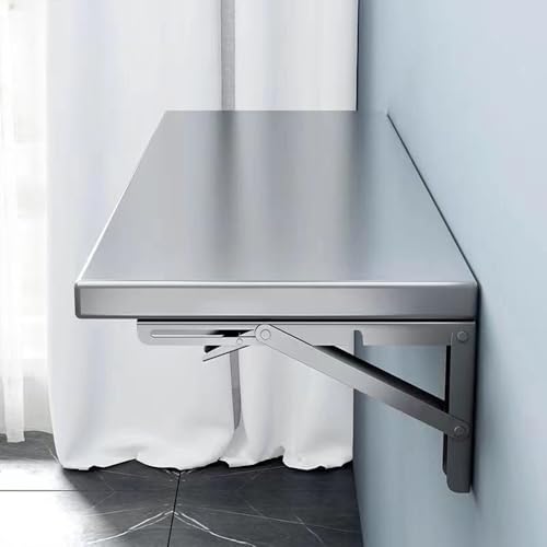 GSKDZG Wandklapptisch, Edelstahl Schwimmender Schreibtisch Für Kleine Räume Klapptisch, Computertisch, Multifunktion Wandtisch Mit Halterungen Küchentisch Esstisch(70x30cm) von GSKDZG