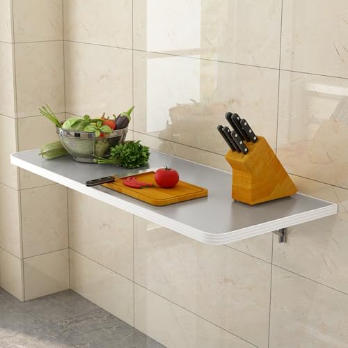 GSKDZG Wandklapptisch Aus Edelstahl, Klapptisch, Klappbar Wandtisch Für Kleine Räume, Schwimmender Schreibtisch Mit Halterungen Esstisch(100x30cm) von GSKDZG