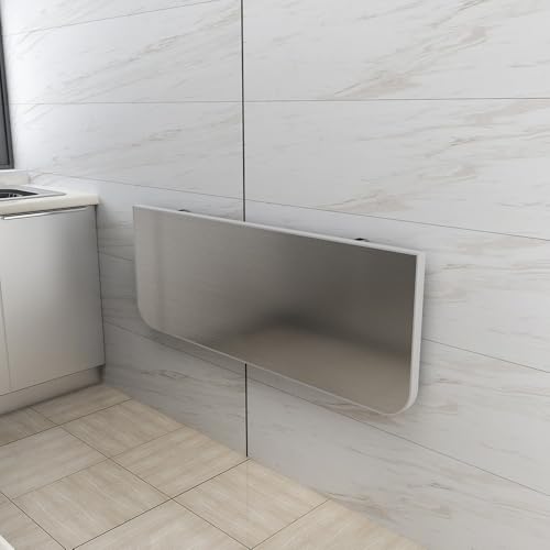 GSKDZG Wandklapptisch Aus Edelstahl Klapptisch, Klappbar Wandtisch, Schwimmender Schreibtisch Für Kleine Räume, Küche, Waschküche, Balkon(90x30cm) von GSKDZG