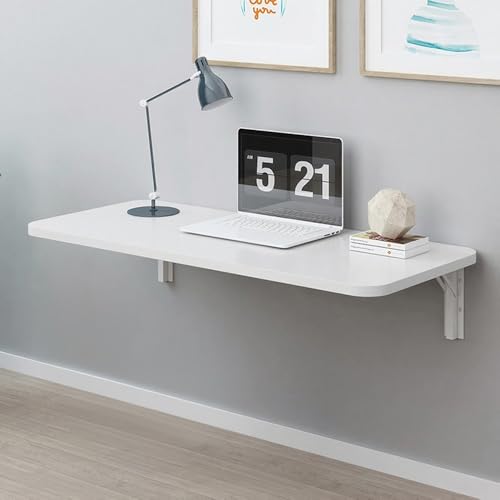GSKDZG Weiß Computertisch, Wandklapptisch Klappbar Wandtisch Mit Halterungen, Multifunktion Klapptisch Schwimmender Schreibtisch Für Kleine Räume, Küchen Esstisch(70x50cm) von GSKDZG
