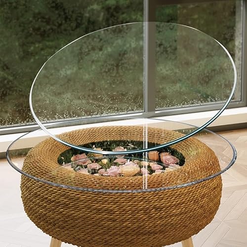 60 70 80 90cm Runde Tisch Glasplatte Ersatzteil, Transparent Glasplatte Für Esstisch, Couchtisch Ersatz Tischplatte Aus Gehärtetem Glas(95cm(37.4in)) von GSKFXJ