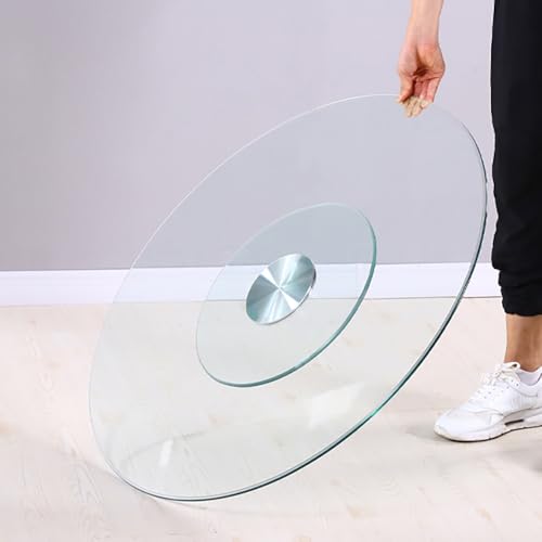GSKFXJ 60/70/80cm Lazy Susan Drehteller, Transparent Gehärtetem Glas Esstisch Drehplatte Leicht Zu Reinigen, Robuster Drehbar Servierplatte Sicherheit Der Nutzung(80CM/31IN) von GSKFXJ