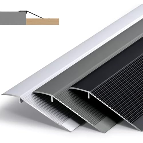 GSKFXJ Boden Übergangsleiste Alu Übergangsprofil Höhenausgleich 15-45mm, rutschfeste Übergangsschiene Abschlussprofil for Unebene Böden/Türen/Teppiche(Silver) von GSKFXJ