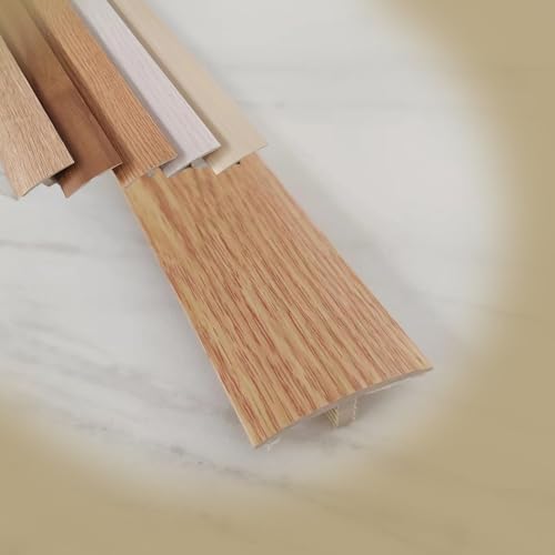 GSKFXJ Flache Türschwellenstreifen PVC Selbstklebend Übergangsleiste Boden T-Form Für Türschwellen Und Verbindungsböden, Vinyl Laminat Boden Abdeckleiste(Light Oak) von GSKFXJ