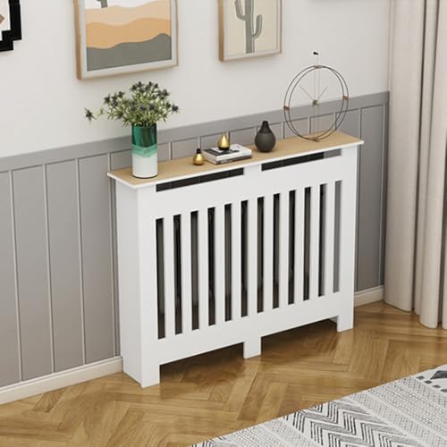 GSKFXJ Heizkörperverkleidung Latten-Design, Weißer Radiator Abdeckung Moderner, MDF-Schrank Für Heizkörper, Heizkörper-Staubabdeckung(80 * 70 * 20cm/31.5 * 27.6 * 8in) von GSKFXJ