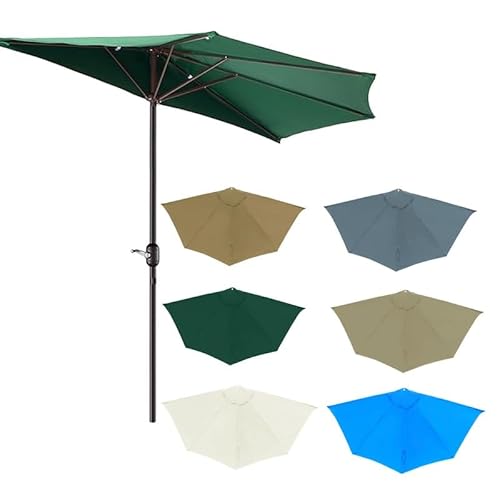 Halbrund Schirm Baldachin Ersatzbespannung 270cm 5 Streben Halber Sonnenschirm Ersatzbezug, Ersatz Baldachin Abdeckung Für Terrasse, Garten, Balkon(Dark Green) von GSKFXJ