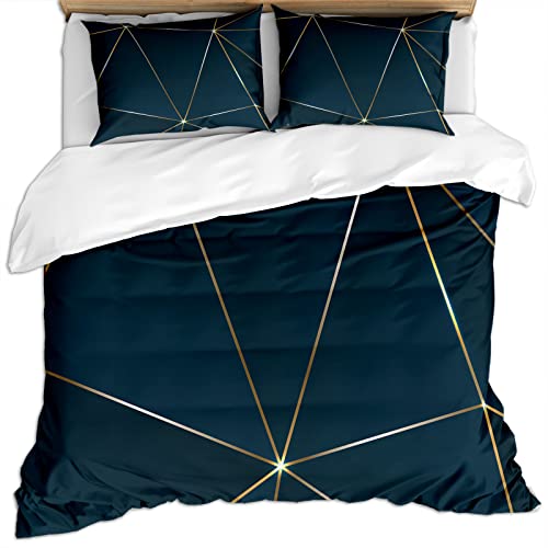 Bettwäsche 135X200 3 Teilig Mikrofaser Weihnachts Bettwäsche Set, 3D Blaue Und Goldene Geometrische Linien Muster Hypoallergen Bettbezug Mit Reißverschluss Und 2 Kissenbezug 80X80Cm, Für Kinder Und Bettwäsche 135X200 3 Teilig Mikrofaser Weihnachts Bettwäsche Set, 3D Blaue Und Goldene Geometrische Linien Muster Hypoallergen Bettbezug Mit Reißverschluss Und 2 Kissenbezug 80X80Cm, Für Kinder Und von GSKOQD