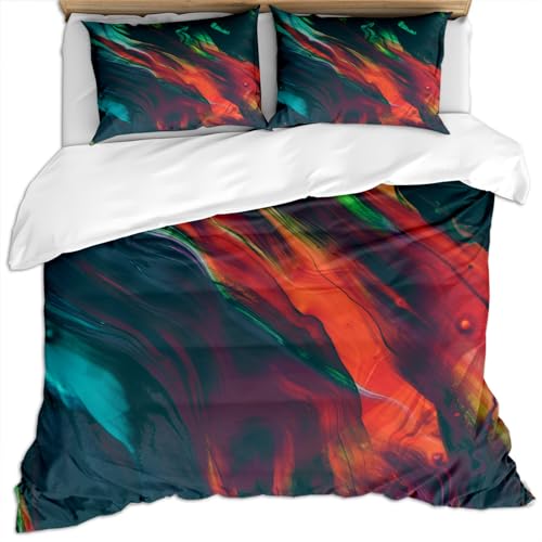 Bettwäsche 155X220Cm 3D Blau, Rot Und Grün Verweben Abstrakte Luxuskunst Druck Bettbezug Set 3 Teilig Weiche Microfaser Kinder Bettwäsche Bettdeckenbezug Mit Reißverschluss Und 2 Kissenbezug 80X80C Bettwäsche 155X220Cm 3D Blau, Rot Und Grün Verweben Abstrakte Luxuskunst Druck Bettbezug Set 3 Teilig Weiche Microfaser Kinder Bettwäsche Bettdeckenbezug Mit Reißverschluss Und 2 Kissenbezug 80X80C von GSKOQD