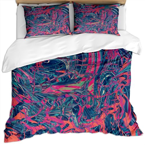 Bettwäsche 155X220Cm 3D Blau Rosa Bunte Moderne Stilvolle Luxus-Marmorstruktur Druck Modern Bettwäsche Set Weiche Microfaser Doppelbett Bettwäsche 1 Bettbezug Und 2 Kissenbezug 80X80Cm Mit Reißvers Bettwäsche 155X220Cm 3D Blau Rosa Bunte Moderne Stilvolle Luxus-Marmorstruktur Druck Modern Bettwäsche Set Weiche Microfaser Doppelbett Bettwäsche 1 Bettbezug Und 2 Kissenbezug 80X80Cm Mit Reißvers von GSKOQD