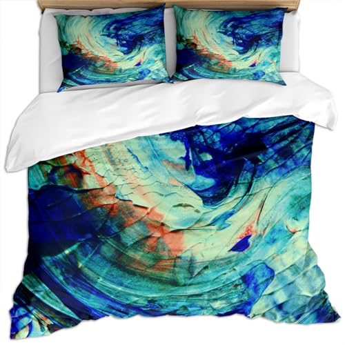 Bettwäsche 155X220Cm 3D Blaue, Moderne, Stilvolle Wohntexturkunst Druck Modern Bettwäsche Set Weiche Microfaser Doppelbett Bettwäsche 1 Bettbezug Und 2 Kissenbezug 80X80Cm Mit Reißverschluss, Hypoa Bettwäsche 155X220Cm 3D Blaue, Moderne, Stilvolle Wohntexturkunst Druck Modern Bettwäsche Set Weiche Microfaser Doppelbett Bettwäsche 1 Bettbezug Und 2 Kissenbezug 80X80Cm Mit Reißverschluss, Hypoa von GSKOQD