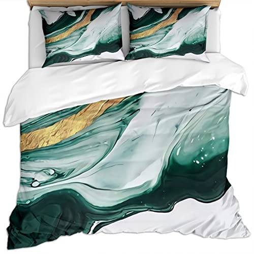 Bettwäsche 155X220Cm 3D Grün-Weiße Künstlerische Marmorstruktur Druck Modern Bettwäsche Set Weiche Microfaser Doppelbett Bettwäsche 1 Bettbezug Und 2 Kissenbezug 80X80Cm Mit Reißverschluss, Hypoall Bettwäsche 155X220Cm 3D Grün-Weiße Künstlerische Marmorstruktur Druck Modern Bettwäsche Set Weiche Microfaser Doppelbett Bettwäsche 1 Bettbezug Und 2 Kissenbezug 80X80Cm Mit Reißverschluss, Hypoall von GSKOQD